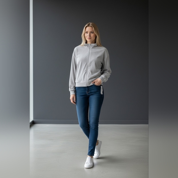 Ideology Other - Ideology girls velour gray XL full zip lightweight jacket NWT